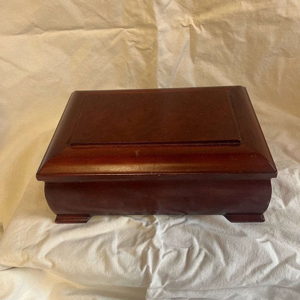 Wooden Jewelry Box - Rich Mahogany Finish